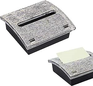 1 Pcs Rhinestone Self Stick Note Pad Holders, Pop Up Sticky Note Dispenser Rhinestone, 3 x 3 inches, for Office Home Classroom Desk Supplies (AB Rhinestone)