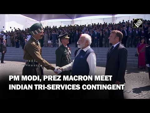 PM Modi, Prez Macron meet Indian Tri-Services contingent at Bastille Day Parade
