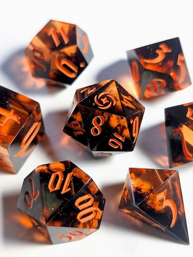 Black and Orange Dice Set - Sharp-edge | RPG Game DND MTG Tabletop Gaming Dice for Dungeons & Dragons - Etsy