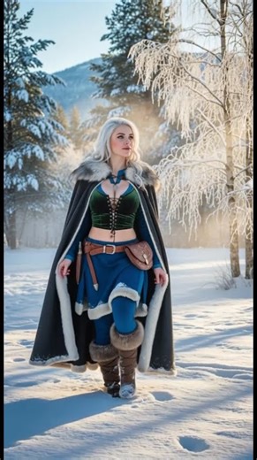 🌙 Voix éthérée dans un paysage hivernal mystique ❄️🕯️#femmeceltique #chantfeminin #neige