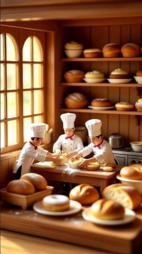 Tiny Bakery Comes Alive 🍰Miniature Chefs 🦺👷😻 #shorts "#ai #new #foryou