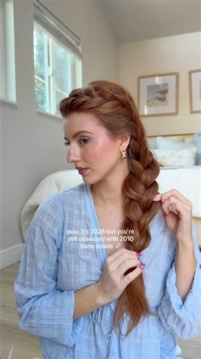 Aesthetic boho braid hairstyle for long hair #hairtok #braidtutorial