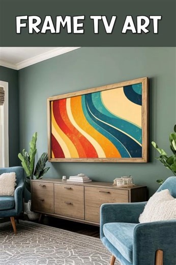 #shorts #frametvart Groovy Retro 1970s Abstract Shapes Waves Red Orange Vintage Style Frame TV Art