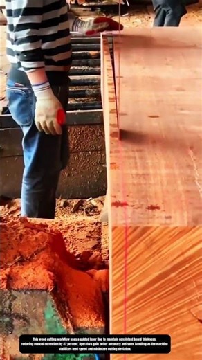 High accuracy sawmill cutting process using laser guided feed control system