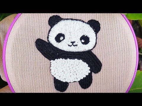 how to embroider a beautiful and easy Panda | Panda HAND EMBROIDERY