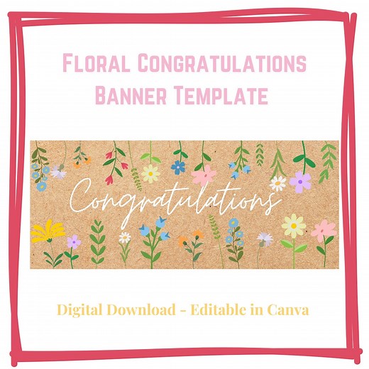 Editable Congratulations Banner | Hand-painted Kraft Paper Style | Printable Party Sign | Canva Template | DIY Party Decor - Etsy Canada