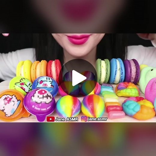Colorful ASMR Mukbang: Rainbow Rice Cake Eating Show 🌈🍡