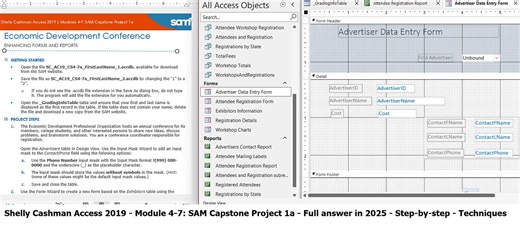 Shelly Cashman Access 2019 | Modules 4-7: SAM Capstone Project 1a | Economic Development Conference