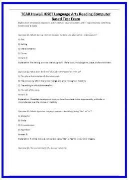 TCAR Hawaii HiSET Language Arts Reading Computer Based Test Exam 636x882