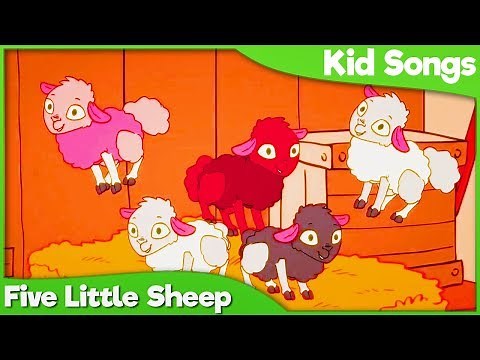 FIVE LITTLE SHEEP Jumping on the Bed Song for Kids