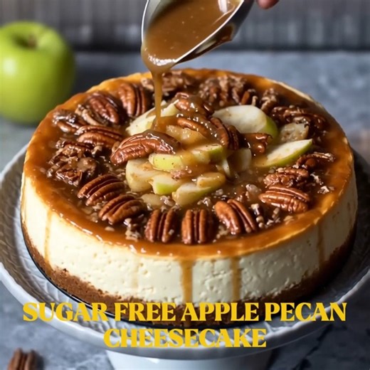 Sugar-Free Apple Pecan Cheesecake 🍎🥧 A creamy, spiced cheesecake loaded with tender apples and crunchy pecans — without any sugar! 📝 Ingredients Crust: 1 ½ cups almond flour ¼ cup finely chopped pecans 3 tbsp melted unsalted butter 2 tbsp Lakanto Classic (Monk Fruit Erythritol blend) ½ tsp cinnamon Pinch of salt Filling: 16 oz cream cheese, softened ½ cup sour cream ½ cup Lakanto Classic 2 large eggs 1 tsp pure vanilla extract ½ tsp ground cinnamon ¼ tsp nutmeg Apple Pecan Topping: 1 medium a