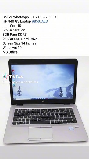 1K views | Call or Whatsapp 00971569789660 HP 840 G3 Laptop #850_AED Intel Core i5 6th Generation 8GB Ram DDR3 256GB SSD Hard Drive Screen Size 14 Inches Windows 10 MS Office #dubai #abudhabi #uae #laptop #computer | UAE Laptops And Tablets | Facebook