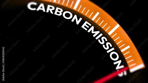 Carbon emissions gauge animation in 4k showing environmental impact, climate change urgency, sustainability awareness, and global warming concerns