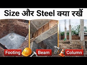 Column ,Beam & Footing size fr G+1 | G+2 ' G+3 & G+4 house | Steel complete detail | Thumb rule 2026
