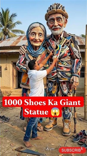 1000 Shoes Ka Giant Statue 😱 #shorts #couple #ytshorts #craftwork #hardworkworks #viralshorts