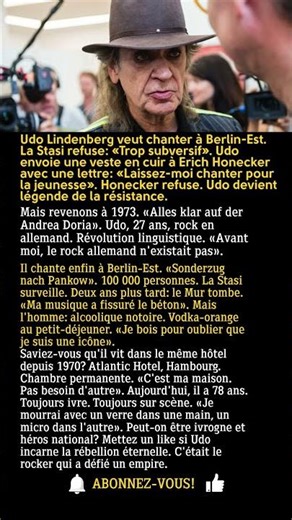 Udo Lindenberg: interdit en RDA, il chante à 78 ans... ivre sur scène