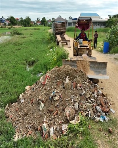 98K views · 812 reactions | New Project Kickoff! Komatsu D20 Dozer and 5T Truck Push Stone into Flooded Site | Bulldozer City | Facebook