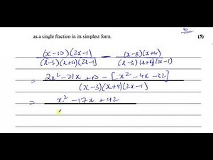 A2 (IAL) Pure Mathematics (P3)-Solomon Paper L-Q4 Subtraction of Algebraic Fractions