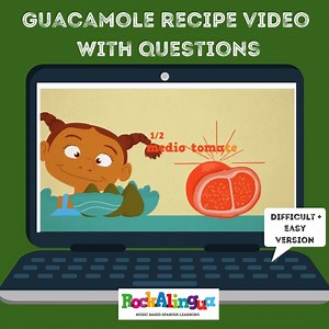 This song has comprehension questions throughout the video to help your students practice Spanish in a fun and engaging way! Plus, they can make a delicious recipe ;) You can find the Guacamole video with quetions here: https://rockalingua.com/videos/guacamole-recipe-difficult-version | Rockalingua | Facebook