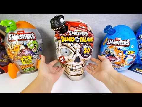 GIANT SMASHERS SURPRISE EGG UNBOXING! 🦖 Dino Island vs Aliens & Ice Age