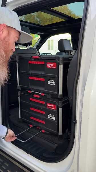 @krugerconstruction And here we go!Putting the backseat tool storage into the new Raptor•This is a 3/4 birch ply with auto carpet and the @stealthmounts Packout cleats .@stealthmounts Packout Cleats are available on Amazon Prime 🇺🇸🇨🇦 - link in bio! @kcitools •All the Packouts clip in and out easy.I added the flip up door Packout for easier access...#tools #construction #worktruck #carpentry #packout #raptor #fordraptor