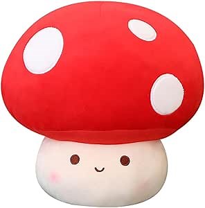 SNOWOLF Cute Mushroom Plush Toy 3D Soft Red Mushroom Plushie Pillow Kawaii Squishy Doll Stuffed Hugging Pillows Gift for Girls Kids Women Decor Christmas Valentines Party, 9.8inch
