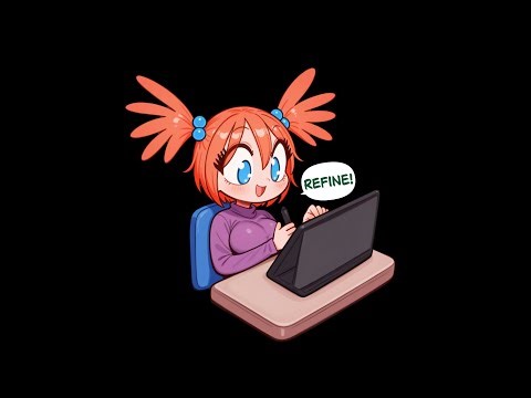 From sketch, to lineart, to coloring, to shading, featuring: Illustrious (Krita AI Diffusion)