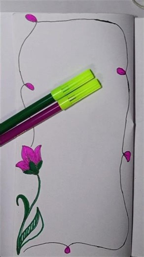lStunning Pink Flower Border with just 2 colors 😱💜 #shorts#viral #borderdesign #art #satisfying #diy