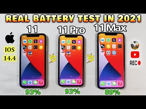 iPhone 11 vs iPhone 11 Pro vs iPhone 11 Pro Max Battery Drain Test in 2021 | IOS 14.4 Battery Test🛑