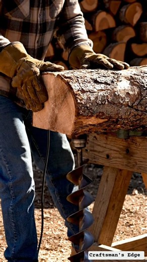 Fast & Easy Wood Splitting with Spiral Cone Drill #wood #craftsmanedge