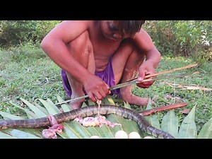 Giant Snake Cooking - Snake Eating in Wild