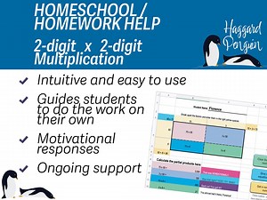 2-digit X 2-digit Multiplication Helper for Homeschool Math - Etsy