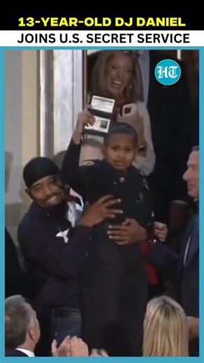#WATCH | During his recent address to Congress, President Donald Trump honored 13-year-old Devarjaye "DJ" Daniel by appointing him as an honorary agent of the United States Secret Service. | Hindustan Times