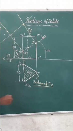 how to draw true shape of section/ Triangular Prism/ Engineering Drawing
