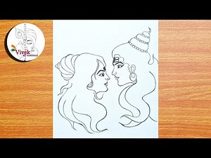Shiv Parvati drawing easy (step by step) | how to draw Shiv Parvati drawing