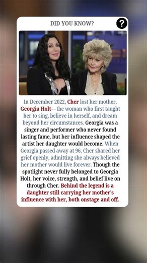 Cher’s Greatest Influence Was Her Mother