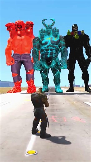 Random Superheroes VS Giant Venom Giant 3 Head Red Hulk & Ice Titan#gtav #shorts #gta