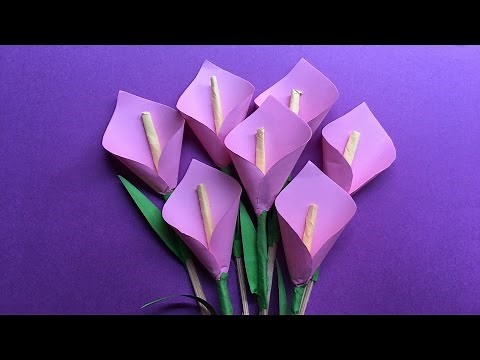 How to make a beautiful calla Lily paper flower/origami lily flower step by step/DIY Lily flower
