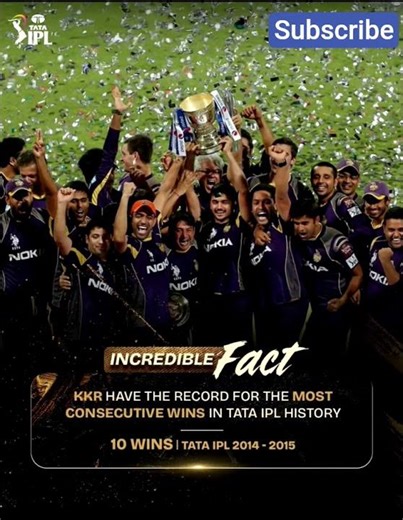 KKR have the record for the most consecutive wins in tata ipl history 10 wins tata ipl 2014-2015💥💀