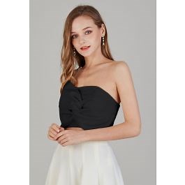 Knotted Front Bustier Crop Top in Black