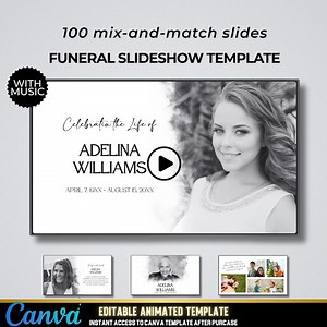 Funeral Slideshow Template – 100  Slides, Canva, Memorial Tribute (MP4 Download) - Etsy