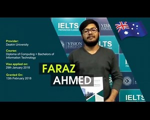 Faraz Ahmed got his Australian student visa through Vision Pakistan for Deakin University. Deakin University offers Bachelor and Master courses with competitive fee range and high standard of education. Contact Vision Pakistan for more information at: Karachi - 0345 8204015 and 0345 8204023 Lahore - 0345 8204011 Email: info@visionpak.org Website: www.visionpakistan.com.pk | Vision Consultants Pakistan | Facebook