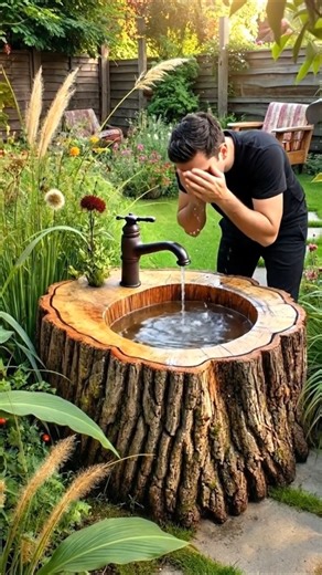 I Built a Unique Sink From an Old Tree Trunk! 🪵🚰