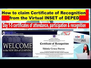 Claim your Certificate of Recognition from DEPED Virtual Inset 2021 using lms.deped.gov.ph