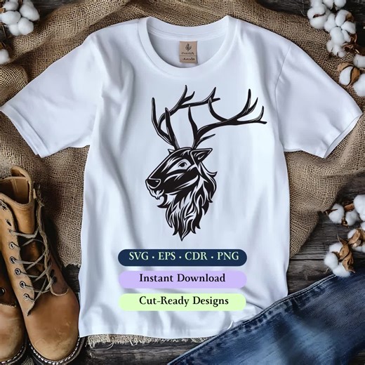 Elk SVG Cut File: Elk Head With Antlers Clipart Vector Graphics (digital Download) - Etsy