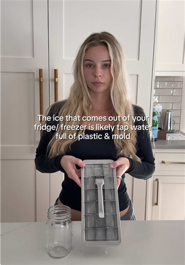 All that melted ice in your drinks adds up over time Most people assume their fridge is giving them clean ice, but in reality, it’s just freezing unfiltered tap water that goes through moldy, plastic tubing. Stop drinking a side of chlorine, heavy metals, plastic, and mold every time you want an iced beverage. One simple swap saves you from so many toxins and contamination. The small steps matter! #tapwater #ice #icecubes #springwater #filteredwater