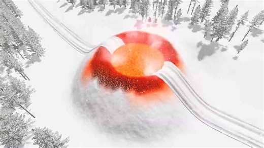 Driving over snow hill: Cars vs volcano crater road