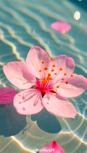 Pink Serenity | Healing Flower Floating on Water🌸💗. #relaxingmusic #healing #positiveenergy #claming
