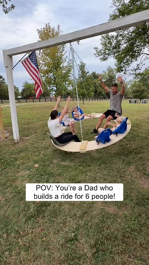 38M views · 1.1M reactions | I call it the Family Swing! 藍 As a parent, I was getting bored standing behind a swing and pushing it. I thought this was the perfect opportunity to have the whole family join in on a fun! Everyone loves it and we can sit there for so long talking and spending time together! #diy #dad #triplets #fblifestyle | Jordan Flom | Facebook