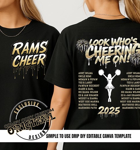 DIY Canva Fundraiser Custom Mascot Cheer Team Shirts | Editable Template Cheerleading Fundraising - Etsy